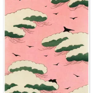 Traditional-Japanese-Pink-Sky-print-by-Watanabe-Seitei