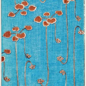 Vatanabe-Seitei-Red-flowers-on-Turquoise